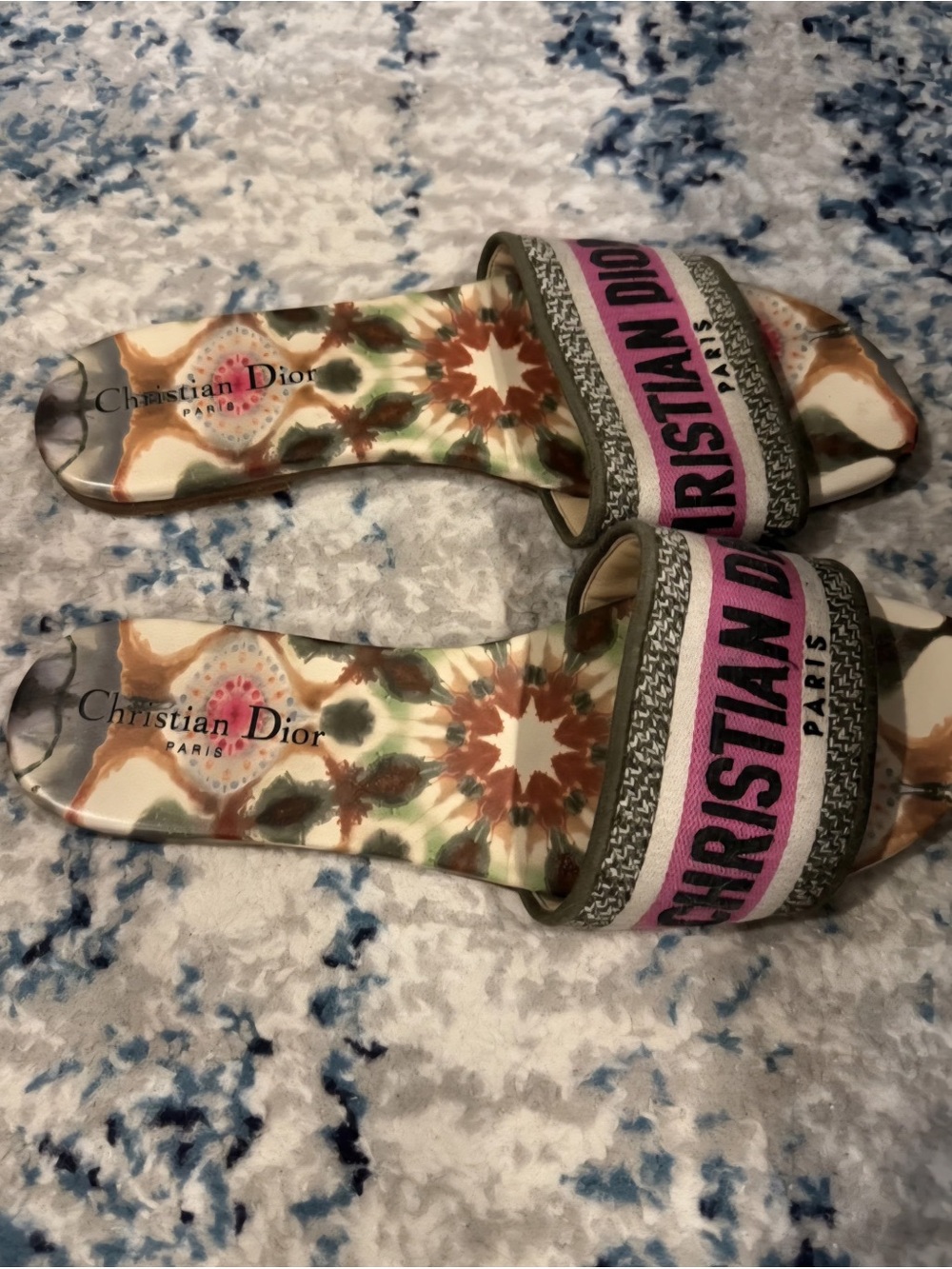 Dior Pink and Green Slide Sandals - Christian Dior - Picture 3 of 8